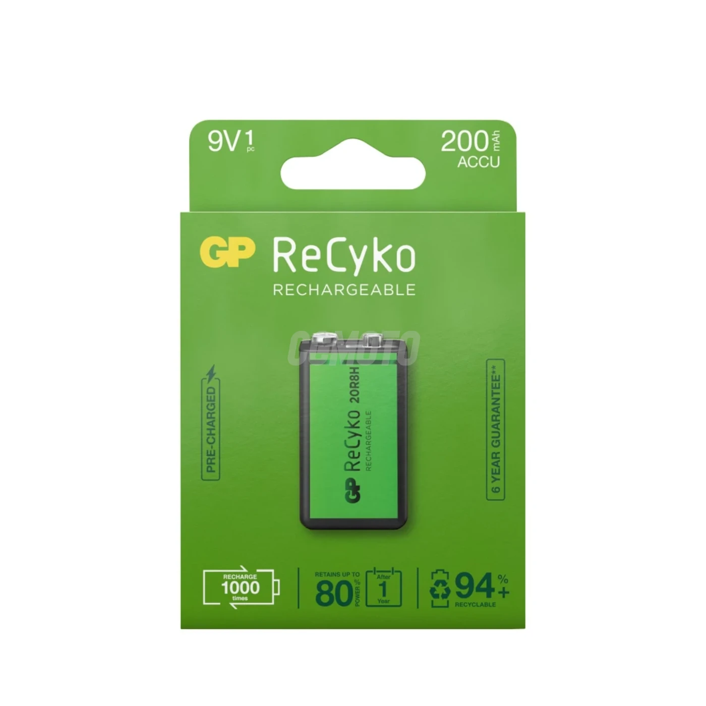 1 pilha recarregáveis NIMH 6LF22 9 V Recyko 200 mAh