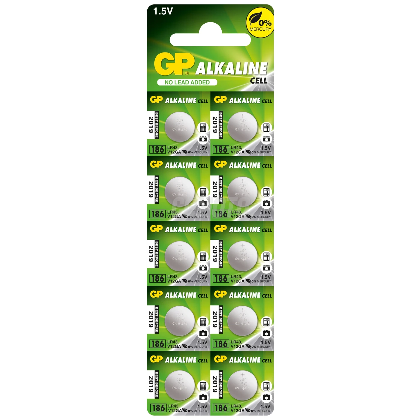 10 baterias de botão alcalinass LR43 1,5 V 