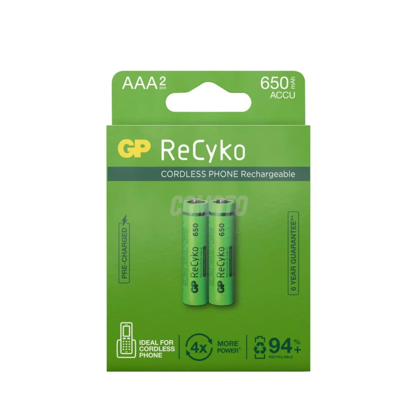 2 baterias recarregáveis NIMH AAA 1,2 V Recyko 650 mAh