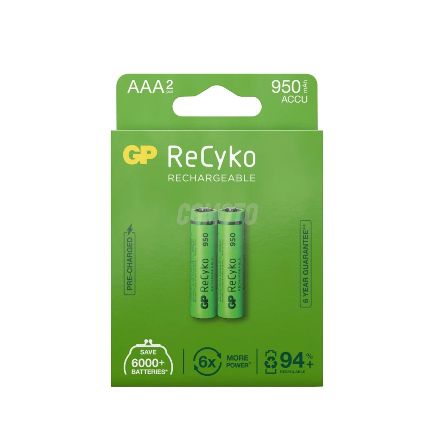 2 baterias recarregáveis NIMH AAA 1,2 V Recyko 950 mAh