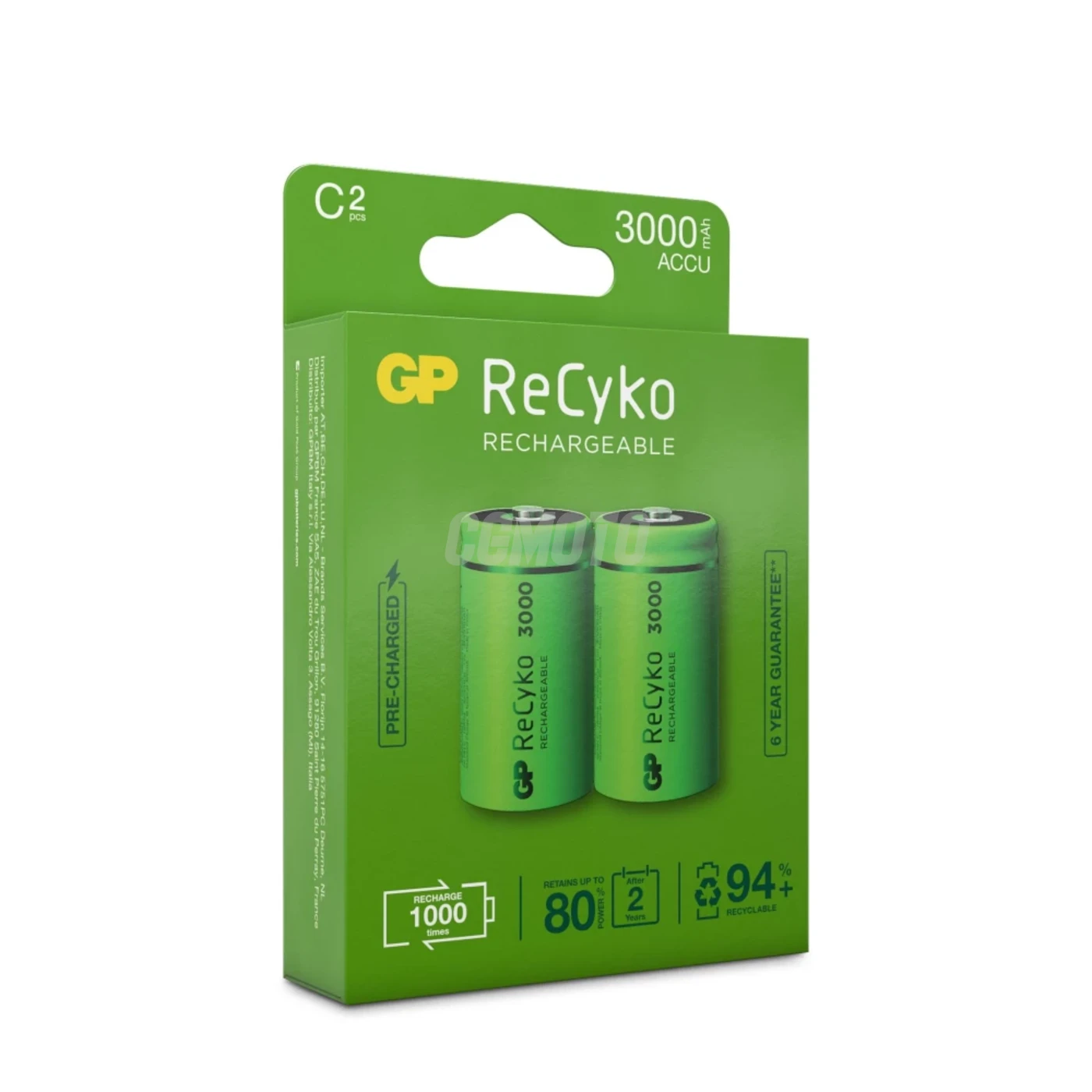 2 baterias recarregáveis NIMH C 1,2 V Recyko 3000 mAh