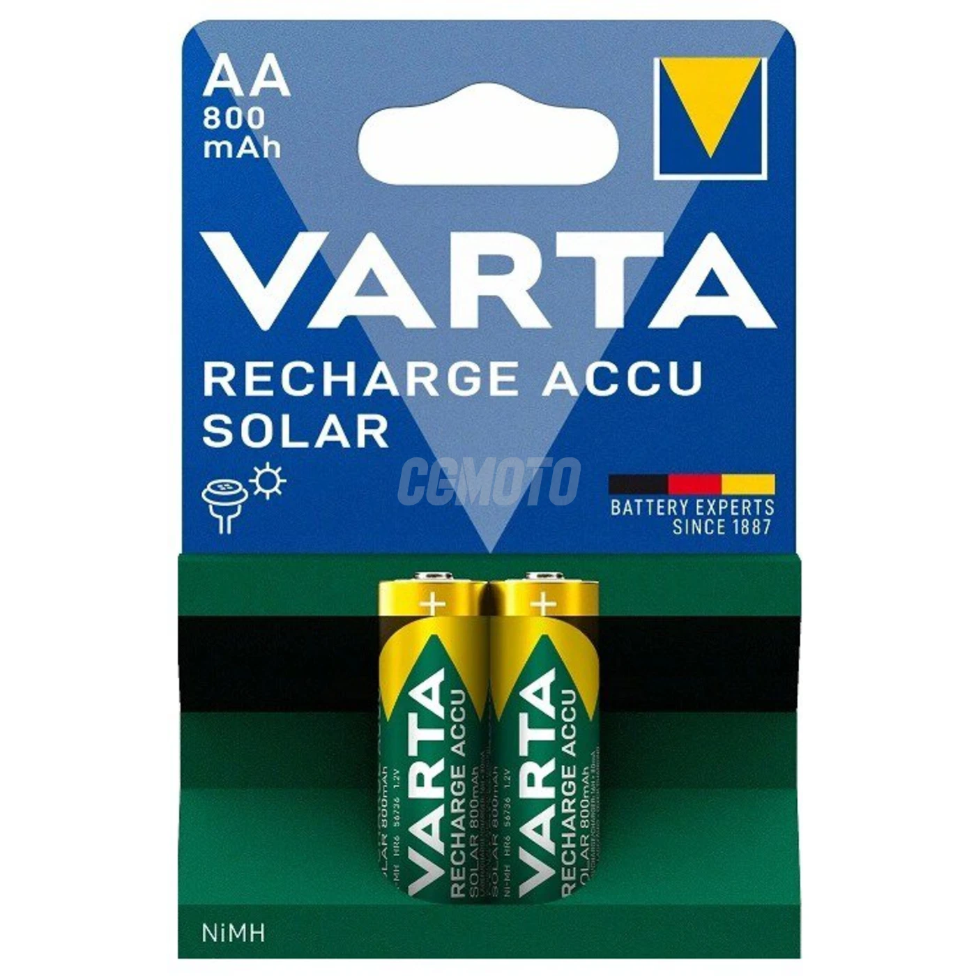 2 baterias recarregáveis NIMH LR6/AA 1,2 V Solar 800 mAh