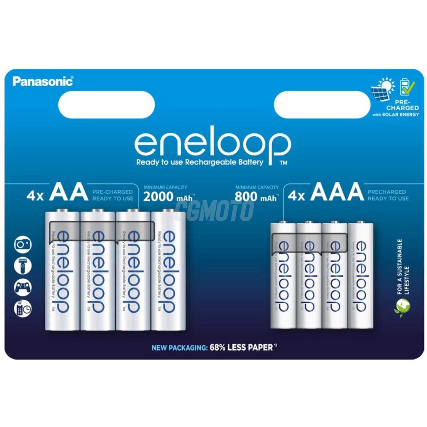 4 + 4 baterias recarregÃ¡veis NIMH AA + AAA 1,2 V 