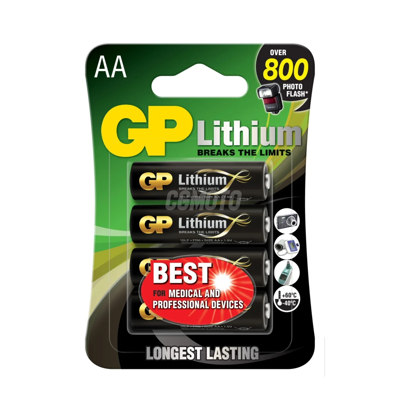 4 baterias de lítio AA 1,5 V 