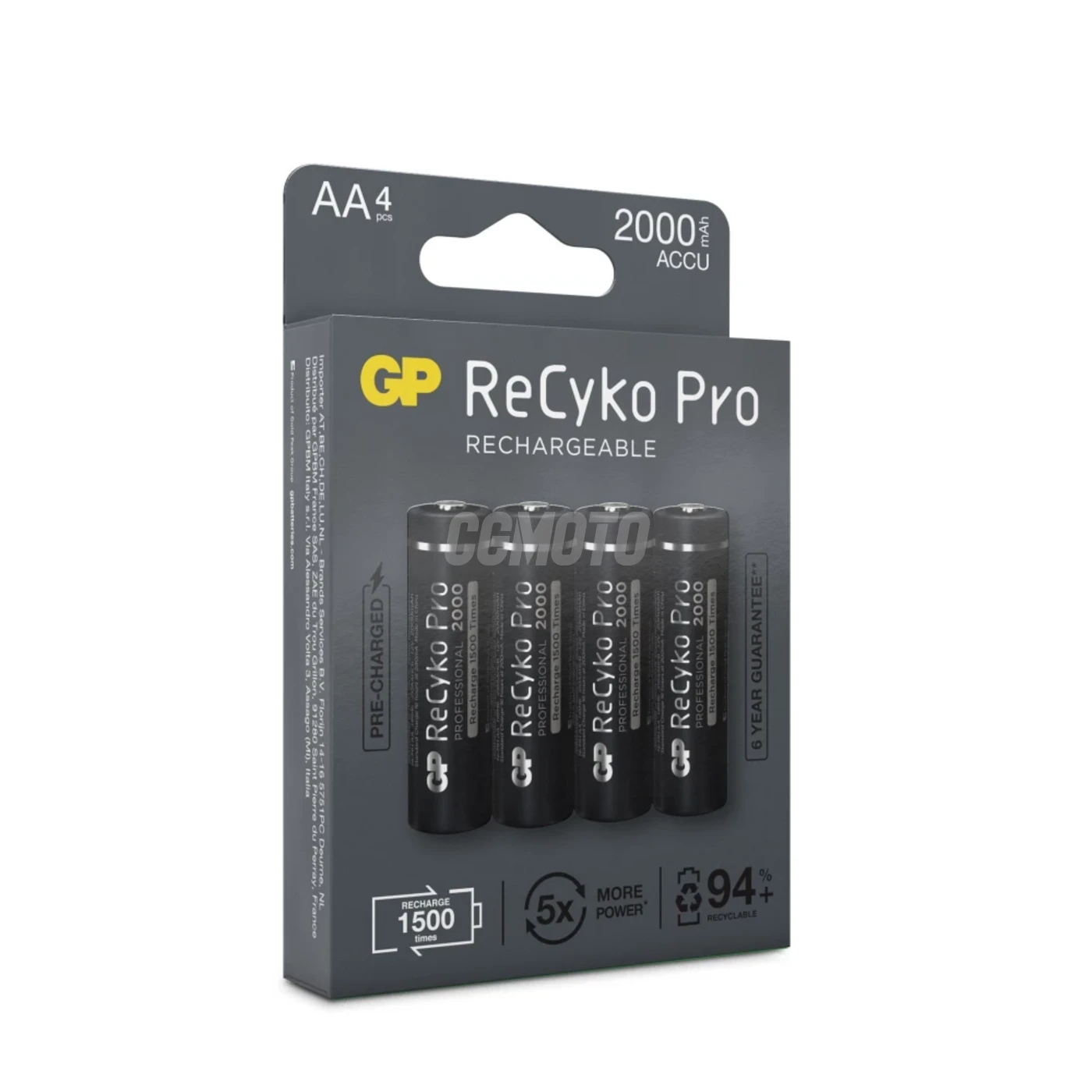 4 baterias recarregáveis NIMH AA 1,2 V Recyko Pro 2000 mAh