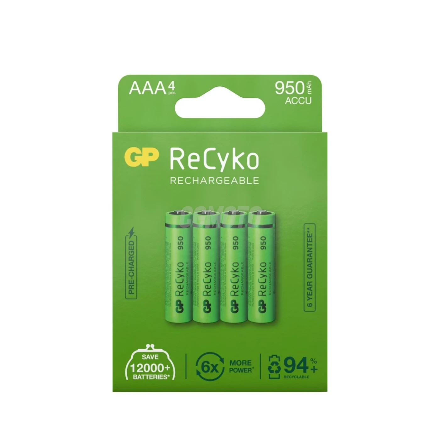 4 baterias recarregáveis NIMH AAA 1,2 V Recyko 950 mAh