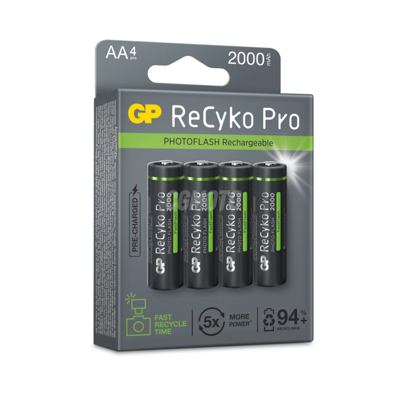 4 baterias recarregáveis NIMH Photoflash AA 1,2 V Recyko Pro 2000 mAh