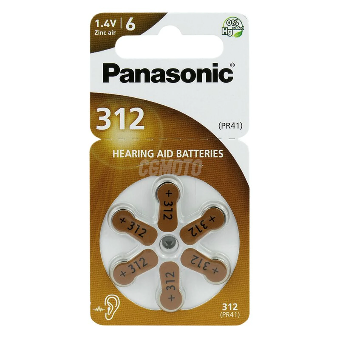 6 baterias auditivas de zinco-ar 312 1,4 V 