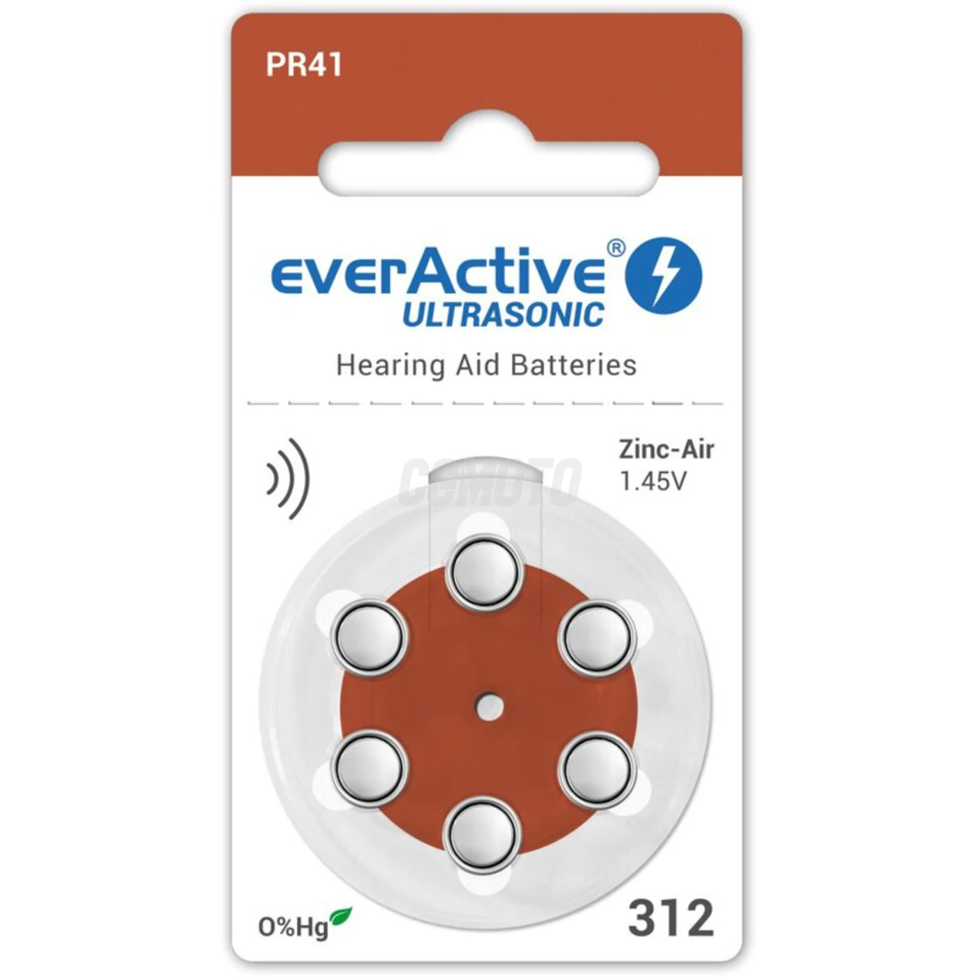 6 baterias auditivas de zinco-ar 312 1,45 V Ultrasonic 