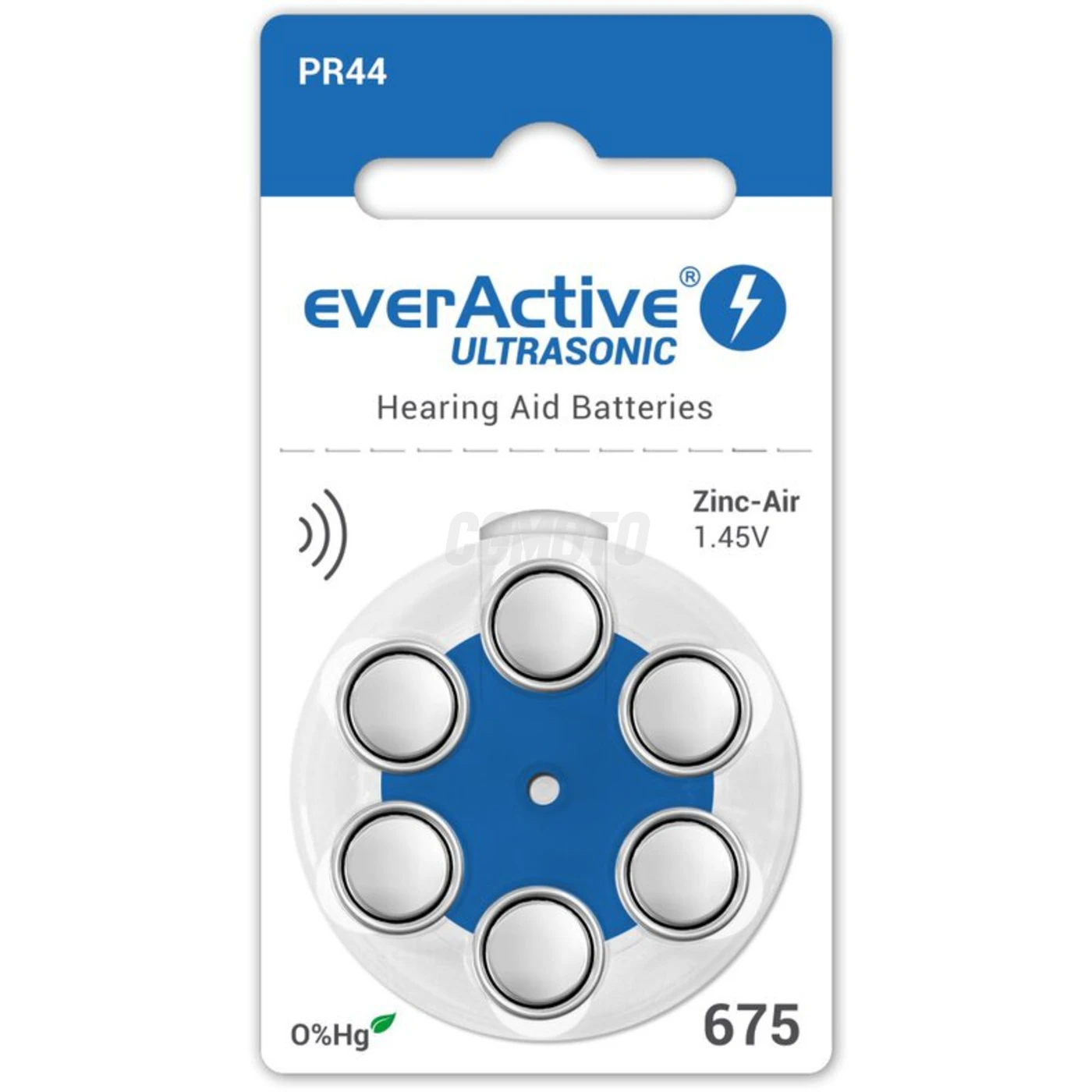 6 baterias auditivas de zinco-ar 675 1,45 V Ultrasonic 