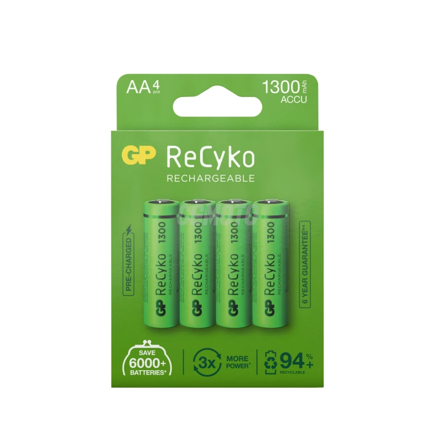 Blister de 4 pilhas recarregável Recyko+ AA 1300mAh