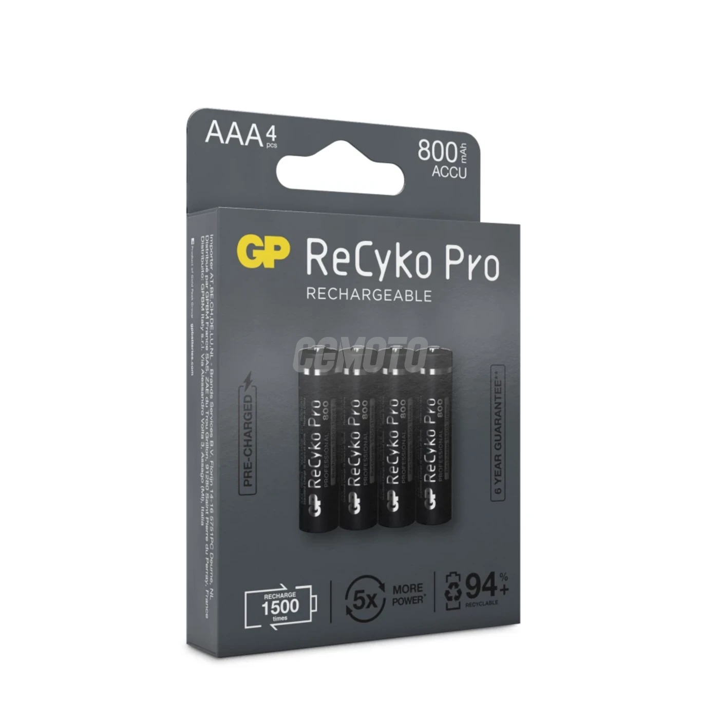 Blister de 4 pilhas recarregável Recyko+ AAA 800mAh (Profissional)