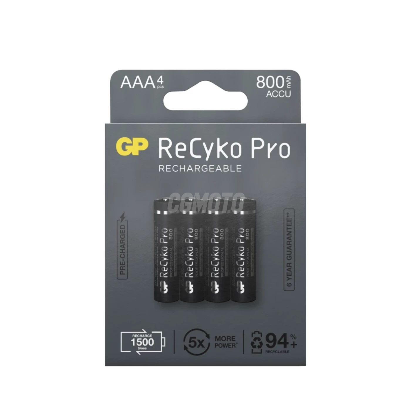 Blister de 4 pilhas recarregável Recyko+ AAA 800mAh (Profissional)