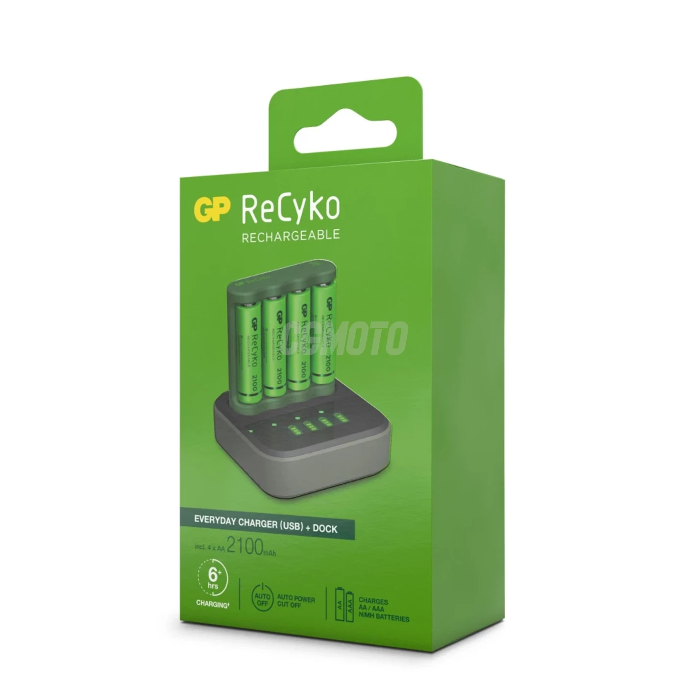 Carregador 6 horas GP B421 (USB) + 4 pilhas NiMH AA 2000 mAh + estação D451