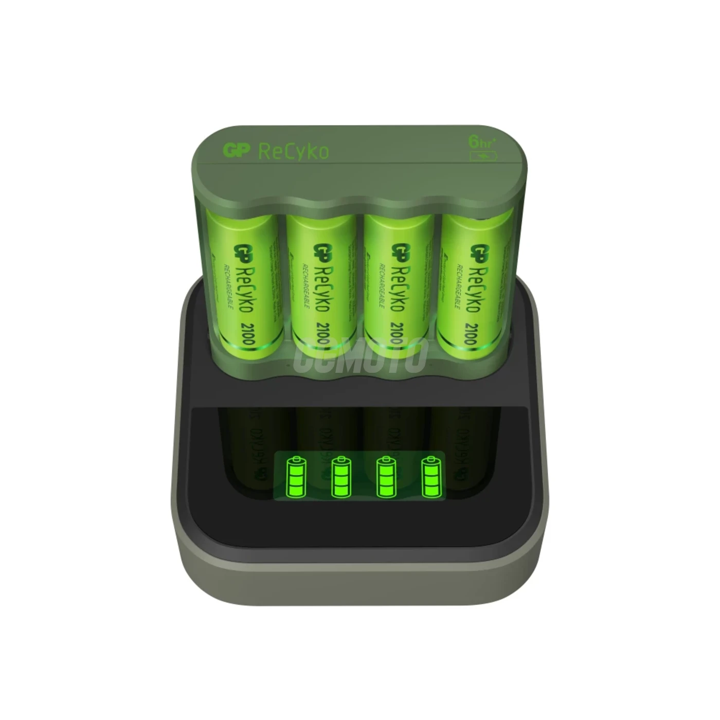 Carregador 6 horas GP B421 (USB) + 4 pilhas NiMH AA 2000 mAh + estação D451