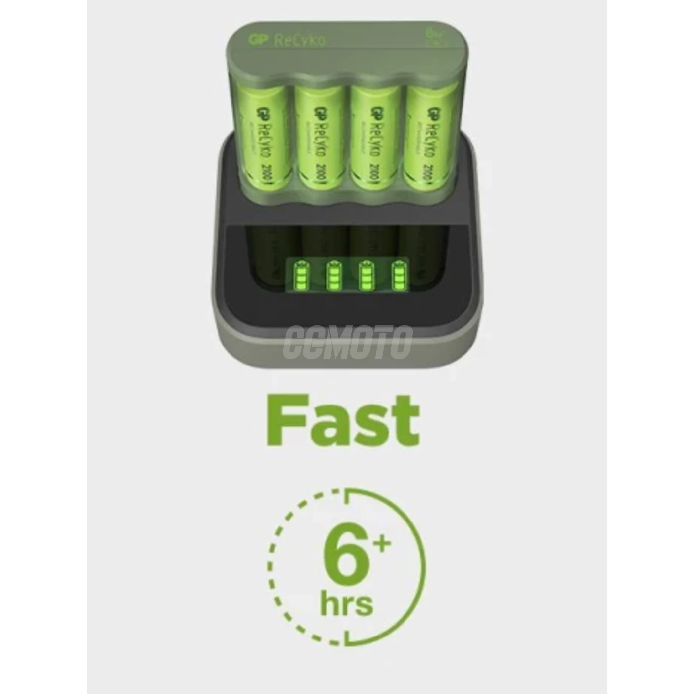 Carregador 6 horas GP B421 (USB) + 4 pilhas NiMH AA 2000 mAh + estação D451