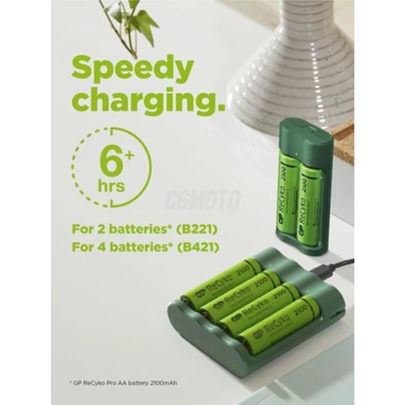 Carregador 6 horas GP B421 (USB) + 4 pilhas NiMH AAA 850 mAh
