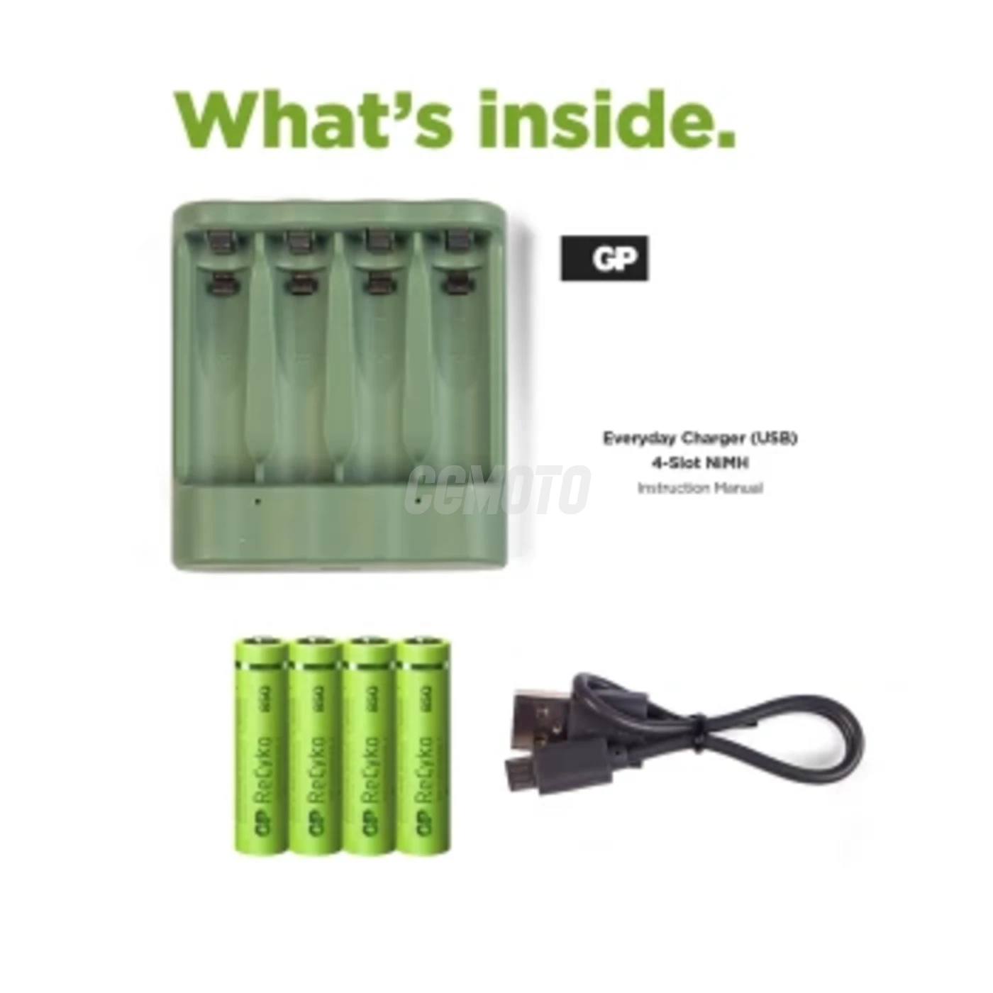 Carregador 6 horas GP B421 (USB) + 4 pilhas NiMH AAA 850 mAh