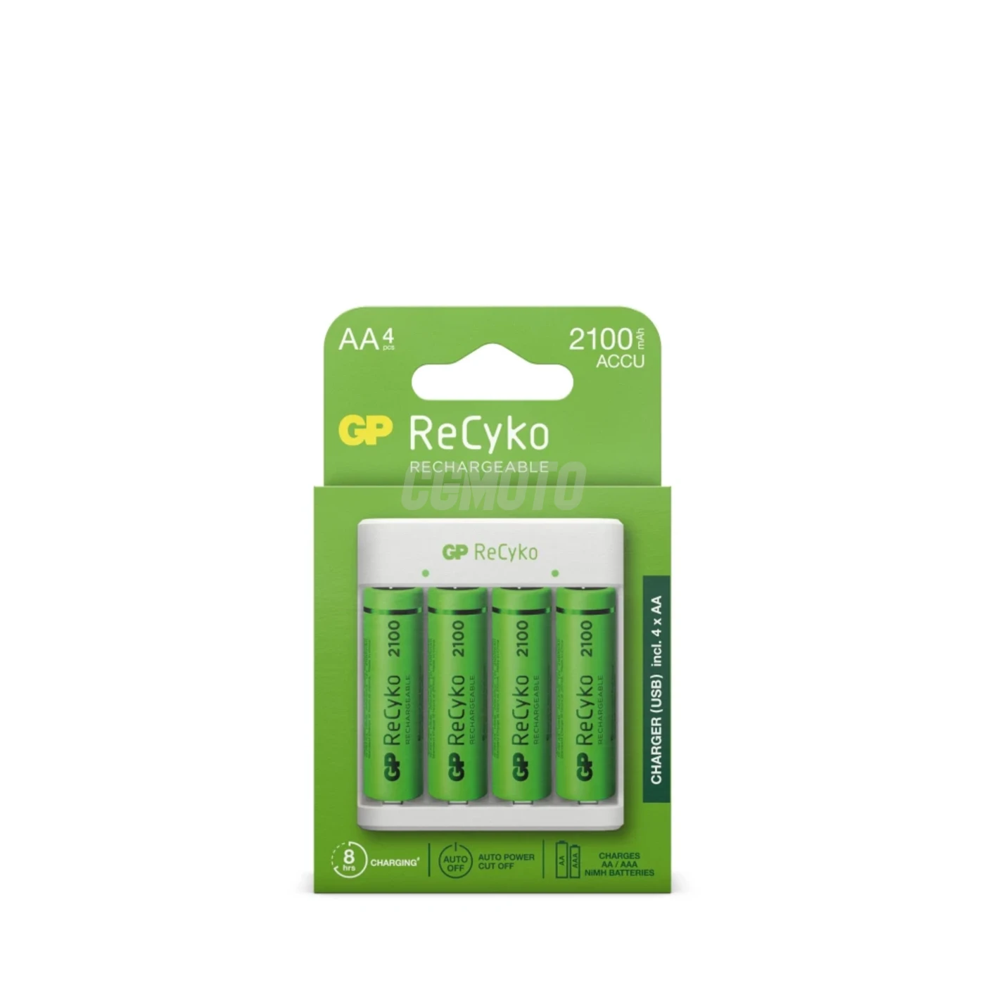 Carregador clássico GP E411 + 4 pilhas NiMH AA 2000 mAh