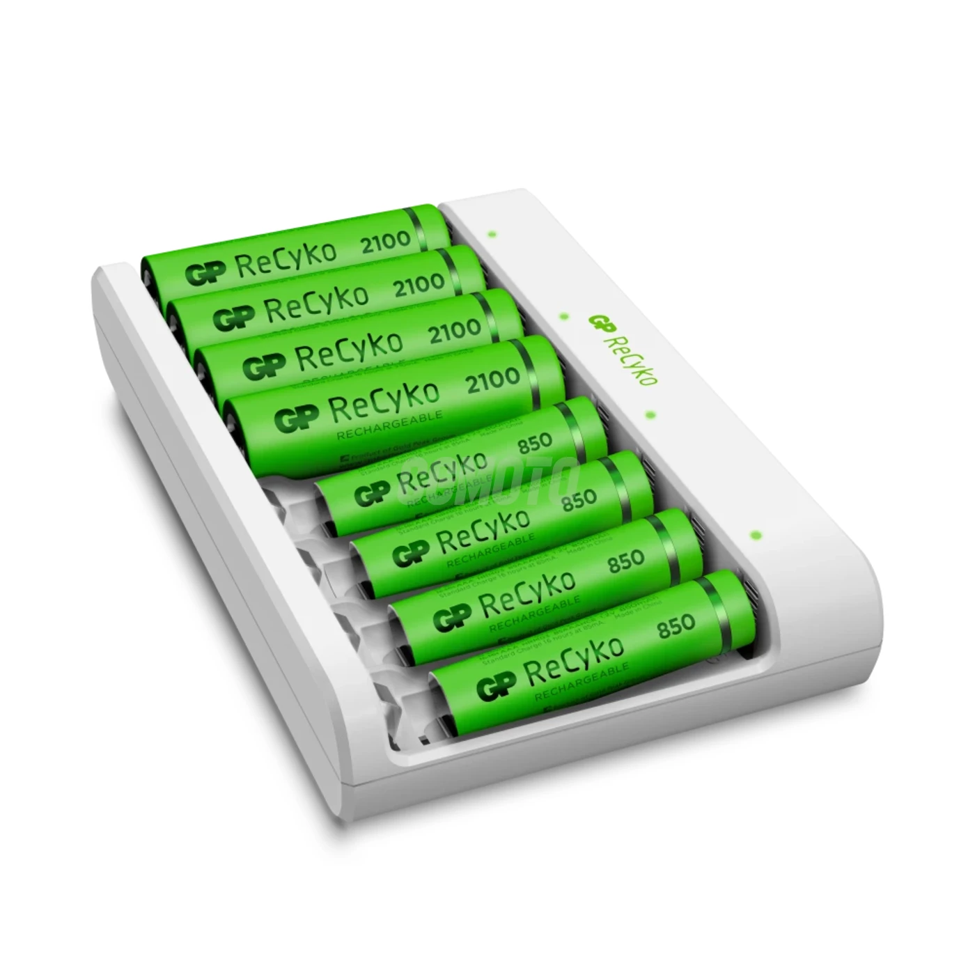 Carregador clássico GP E811 + 8 pilhas NiMH 4xAA 2100mAh + 4xAAA 850mah