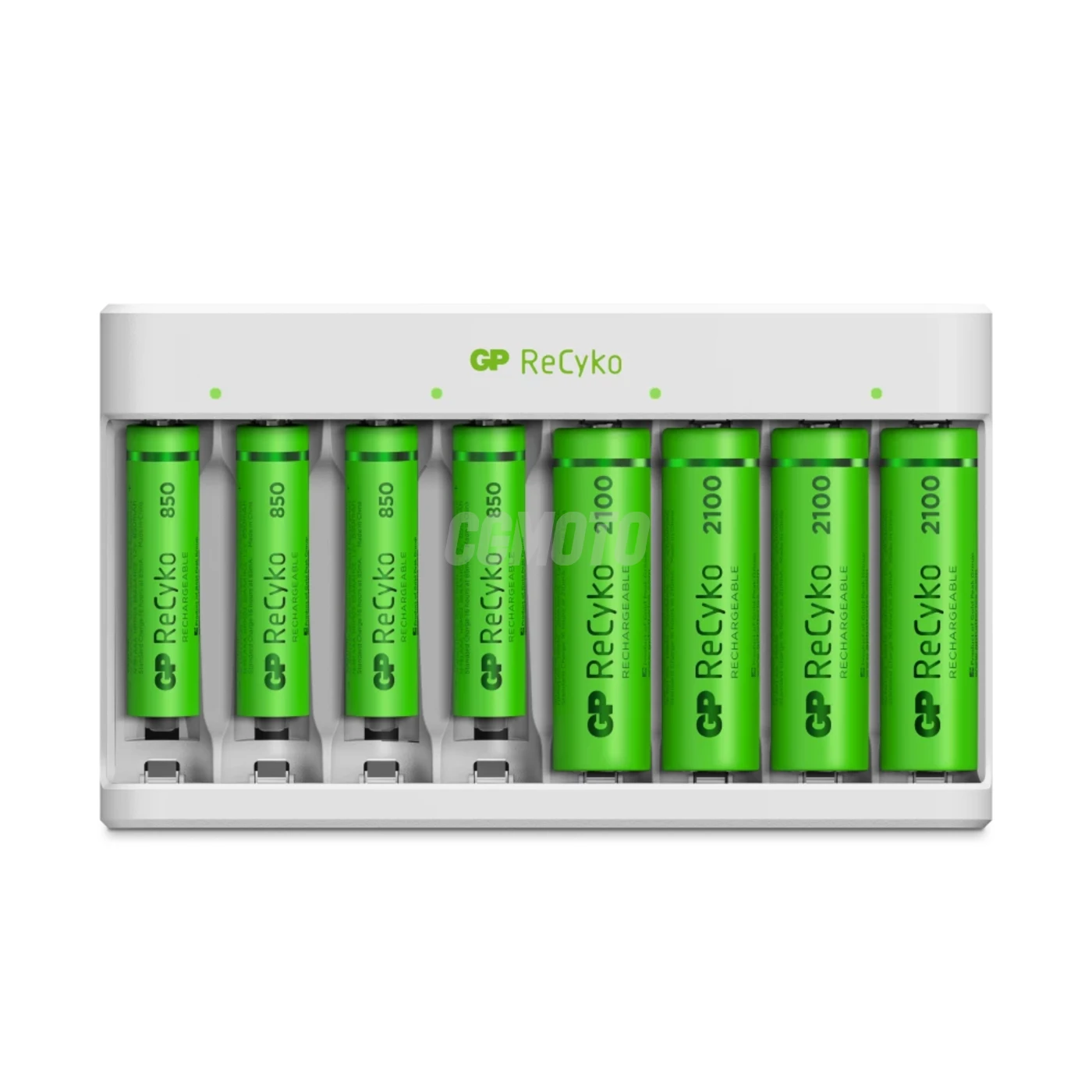 Carregador clássico GP E811 + 8 pilhas NiMH 4xAA 2100mAh + 4xAAA 850mah