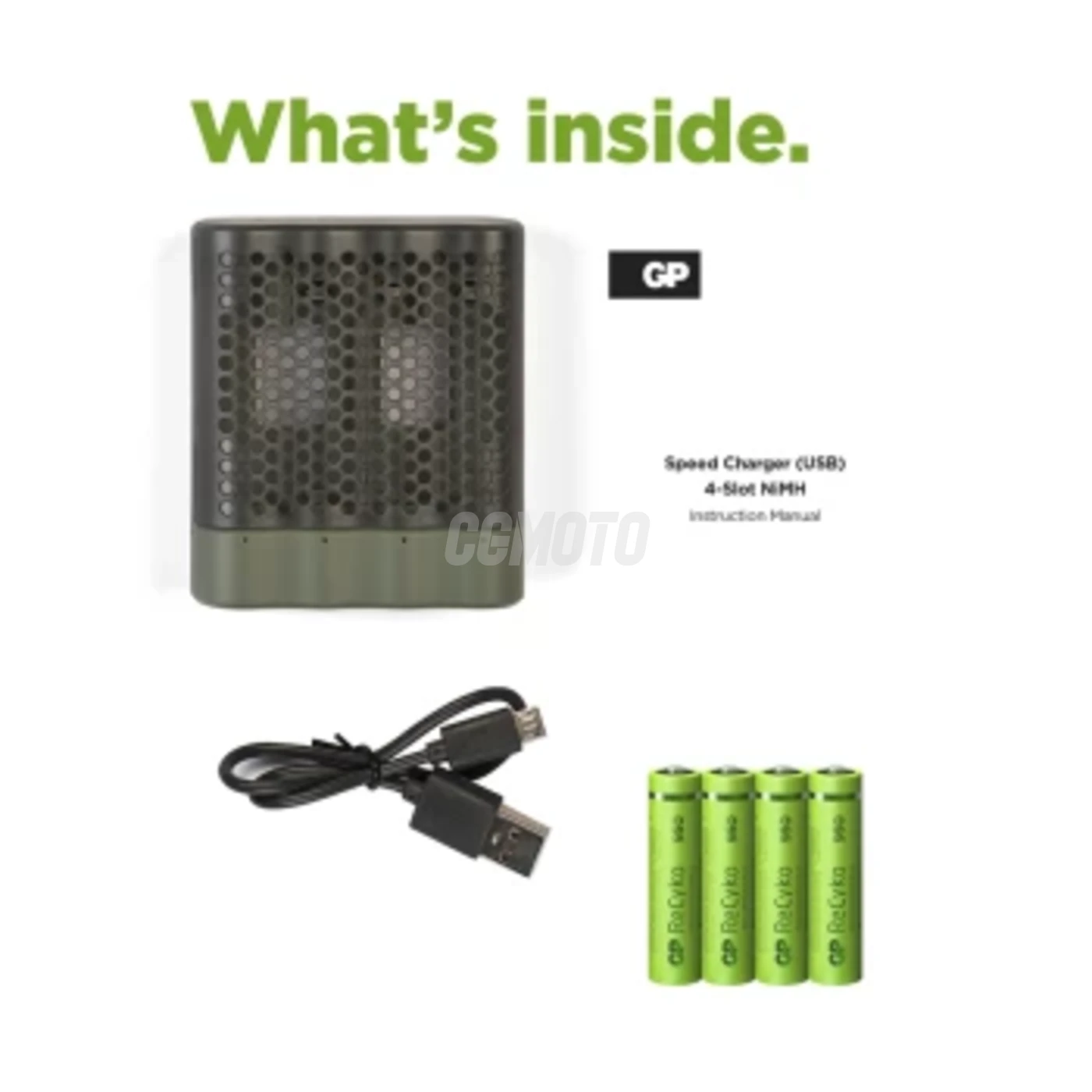 Carregador rápido 2-4 horas M451 USB + 4 pilhas NiMH AAA  950 mAh