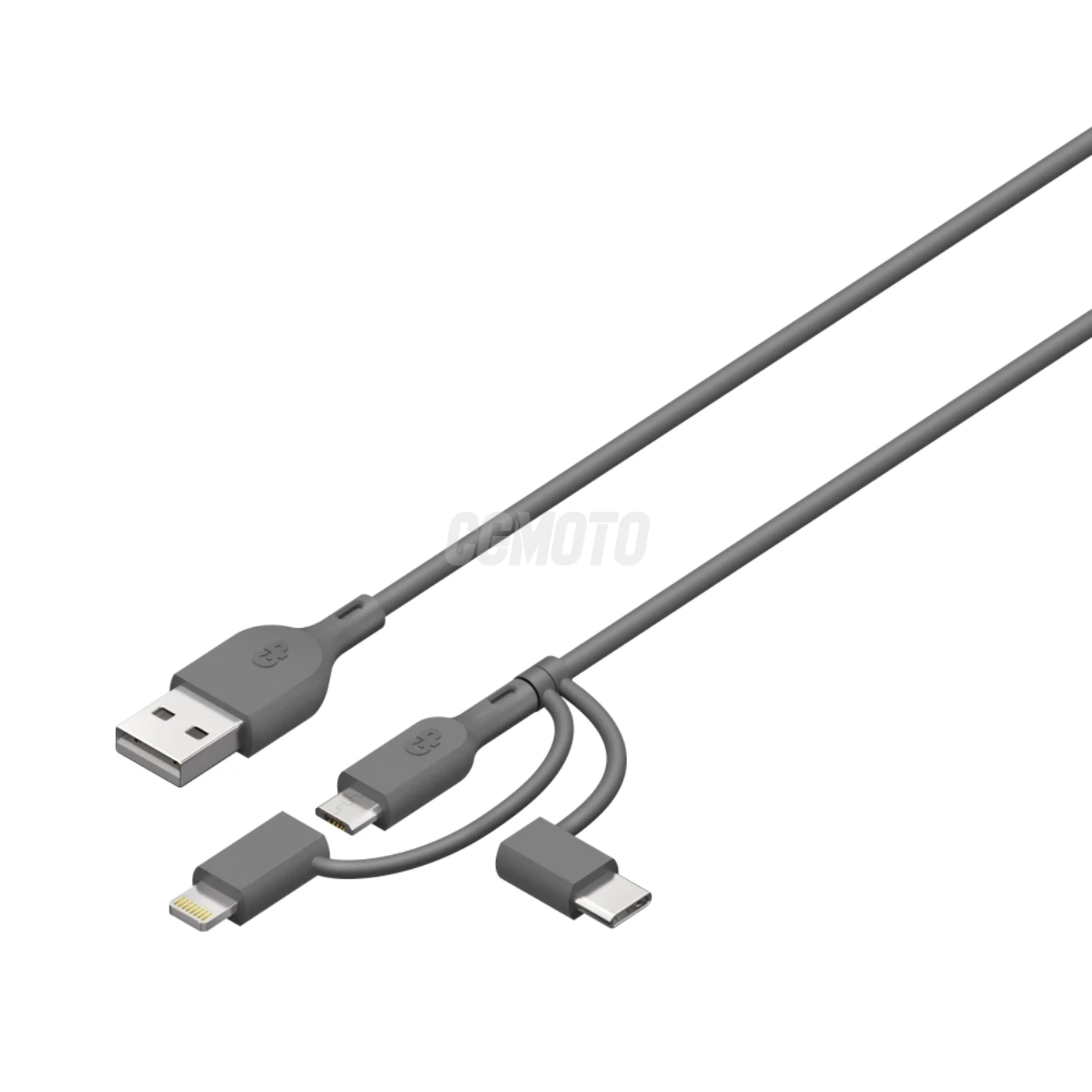 Essentials 1m 3-in-1 USB-A to Lightning/USB-C/Micro-USB-A