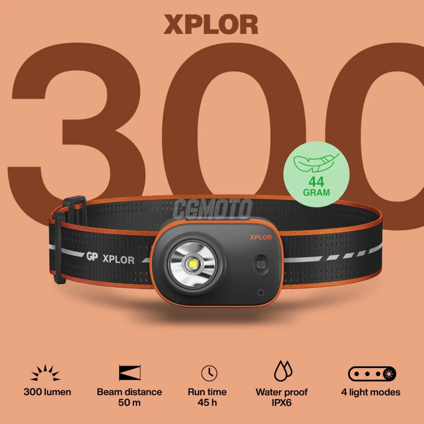 GP XPLOR Lanterna frontal recarregável PHR16 - 300LM