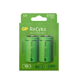 2 baterias recarregáveis NIMH D 1,2 V Recyko 5700 mAh