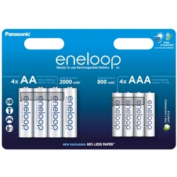 4 + 4 baterias recarregÃ¡veis NIMH AA + AAA 1,2 V 