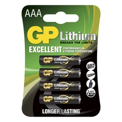 4 baterias de lítio AAA 1,5 V 
