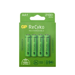 4 baterias recarregáveis NIMH AA 1,2 V Recyko 2100 mAh