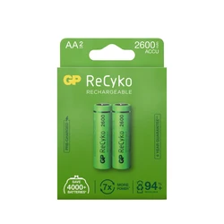 4 baterias recarregáveis NIMH AA 1,2 V Recyko 2600 mAh