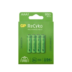 4 baterias recarregáveis NIMH AAA 1,2 V Recyko 950 mAh
