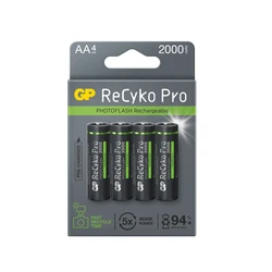 4 baterias recarregáveis NIMH Photoflash AA 1,2 V Recyko Pro 2000 mAh