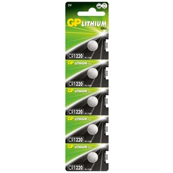5 pilhas botão  lítio CR1220 3 V
