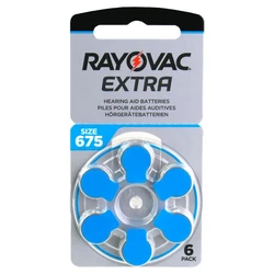 6 baterias auditivas de zinco-ar 675 1,45 V Extra 