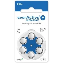 6 baterias auditivas de zinco-ar 675 1,45 V Ultrasonic 