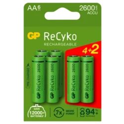 Blister de 6 pilhas recarregável Recyko+ AA 2600mAh