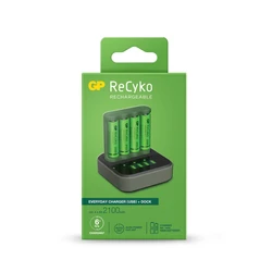 Carregador 6 horas GP B421 (USB) + 4 pilhas NiMH AA 2000 mAh + estação D451