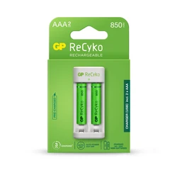 Carregador clássico GP E211 + 2 pilhas NiMH AAA 850 mAh